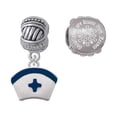 thumbnail image 1 of Nurse Hat with Blue Cross Snowflakes are Kisses from Heaven Charm Beads (Set of 2), 1 of 1