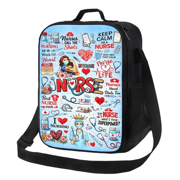 Nurse Healthcare Worker Gift Lunch Bag Insulated Thermal Lunch Box with Shoulder Strap & Handle for Women and Men
