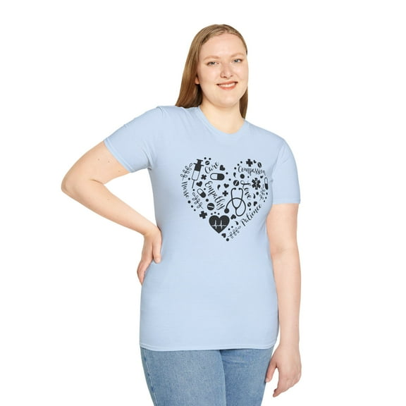Nurse Heart, Gildan Unisex Softstyle T-Shirt, Nursing Graphic Tee, S-3XL
