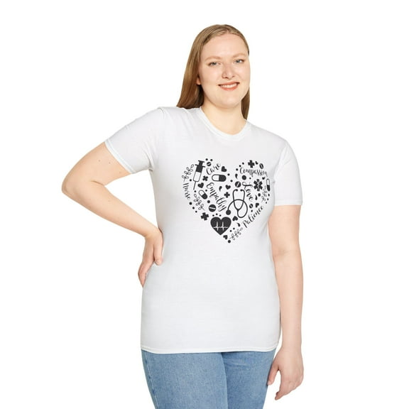 Nurse Heart, Gildan Unisex Softstyle T-Shirt, Nursing Graphic Tee, S-3XL