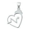 thumbnail image 1 of Nurse Heart Lifeline Pendant With CZ, Sterling Silver with Chain Necklace, 1 of 3