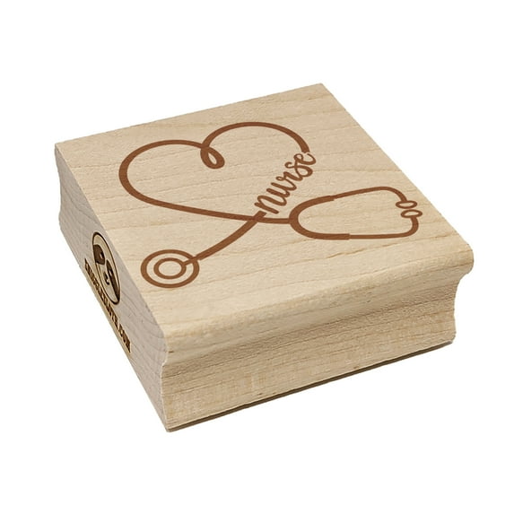 Nurse Heart Stethoscope Square Rubber Stamp Stamping Scrapbooking Crafting - Medium 1.75in