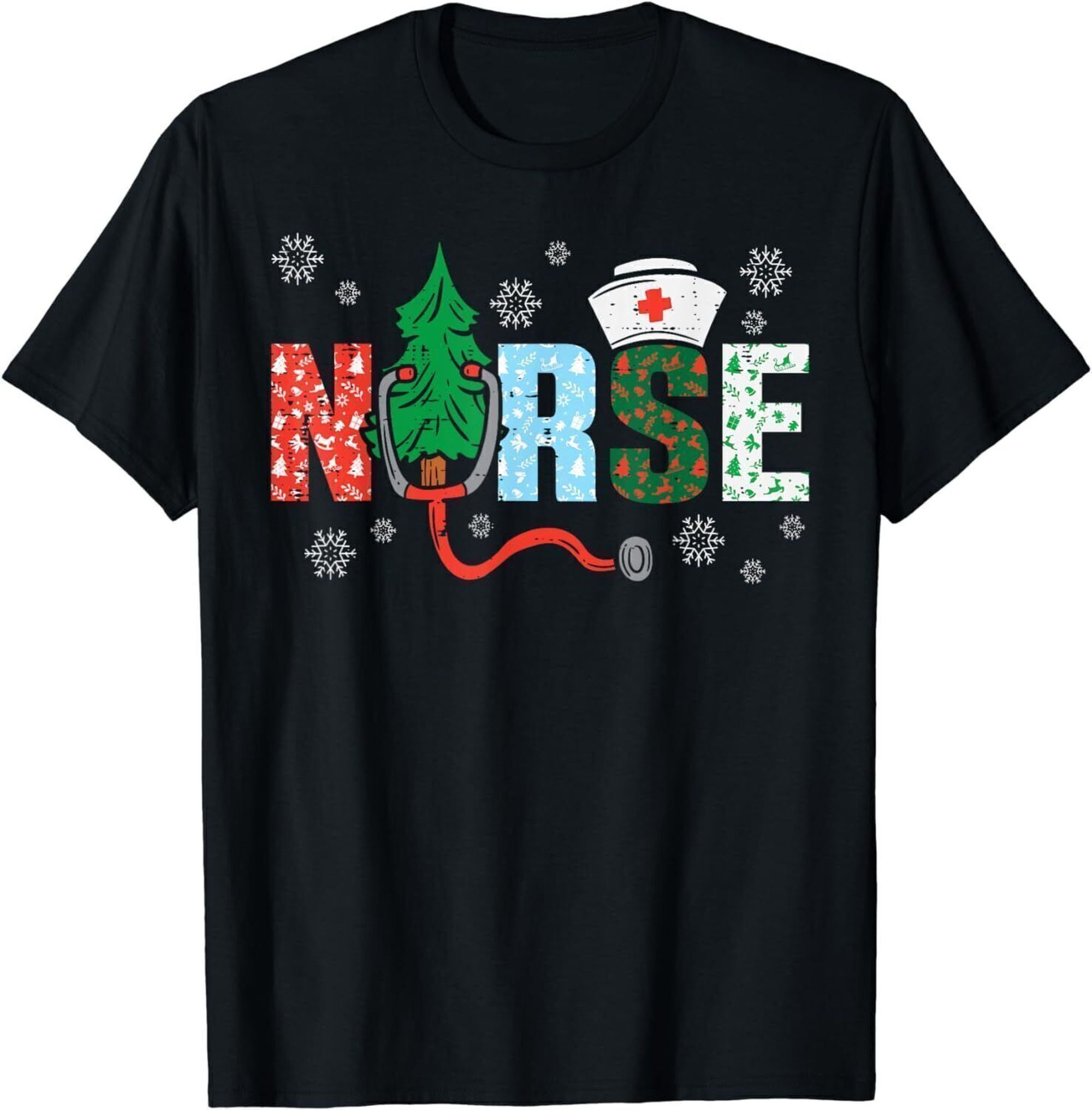 Nurse Holiday Scrub Rn Xmas Tree Winter T-shirt For Men And Women 