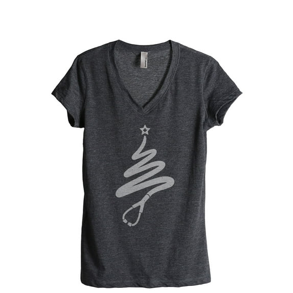 Nurse Holiday Spirit Women's Fashion Relaxed V-Neck T-Shirt Tee Charcoal Grey Medium