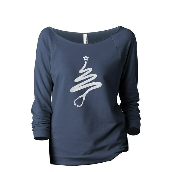 Nurse Holiday Spirit Women's Fashion Slouchy 3/4 Sleeves Raglan Lightweight Sweatshirt Navy Large