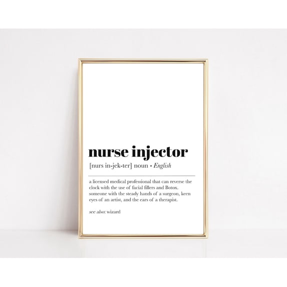 Nurse Injector Definition Print Esthetician Decor Salon Decor Beauty Spa Wall Art Cosmetics Medical Spa Print Wall Art, Modern Wall Decor, 24x36 UNFRAMED