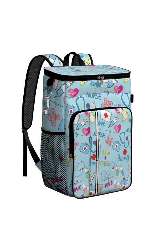 Nurse Insulated Cooler Backpack 20L - Leakproof Lunch Backpack for Nursing, Camping & Beach, Keeps Food Cold/Hot 20 Hours, Cute Nurse Aesthetic, Fits 26 Cans