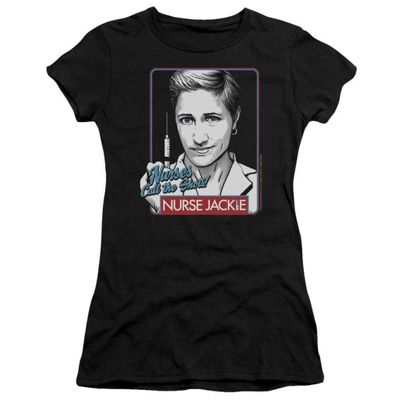 Nurse Jackie Nurses Call The Shots Junior Women's T-Shirt Sheer Black
