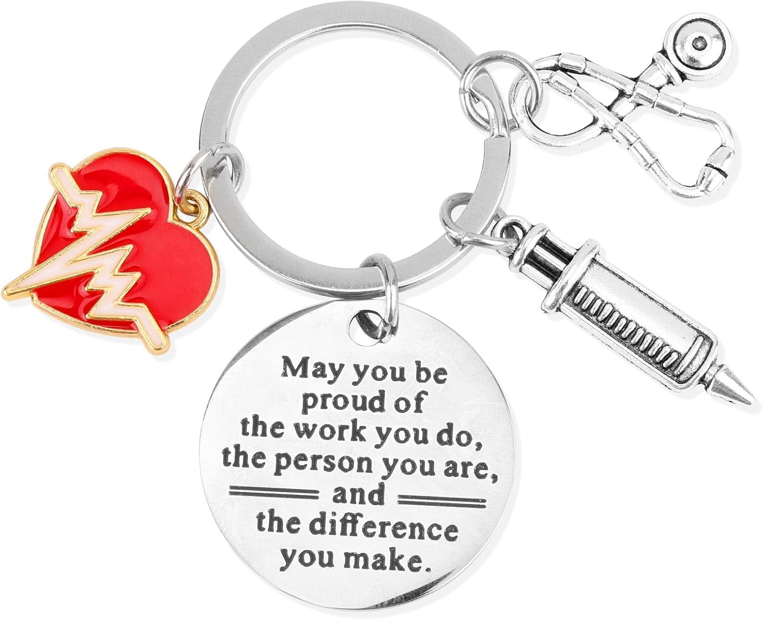 Nurse Keychain, Stainless Steel Nurse Week Appreciation Keyring Gift ...