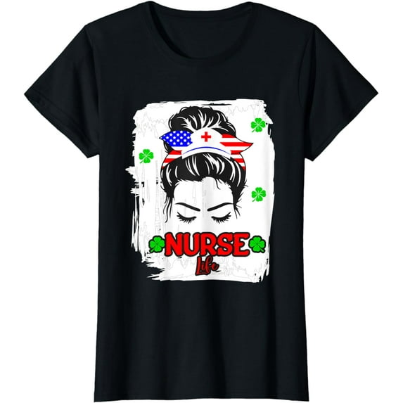 Nurse Life 4th Of July American Flag Memorial Day RN Nursing T-Shirt