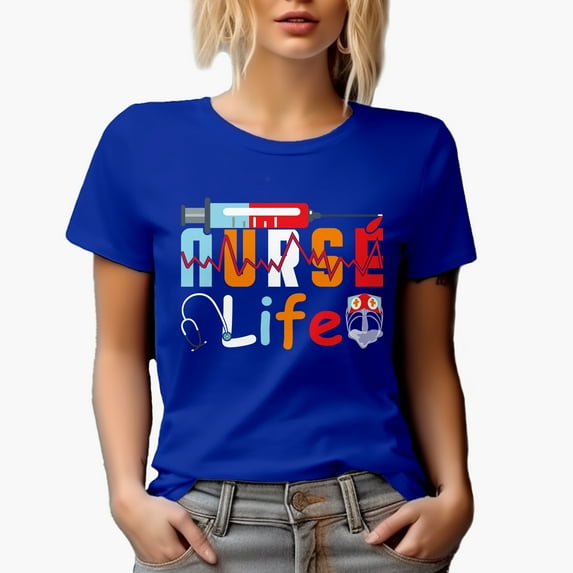 Nurse Life Art, Nurses Week, Royal Blue T-Shirt, Medium