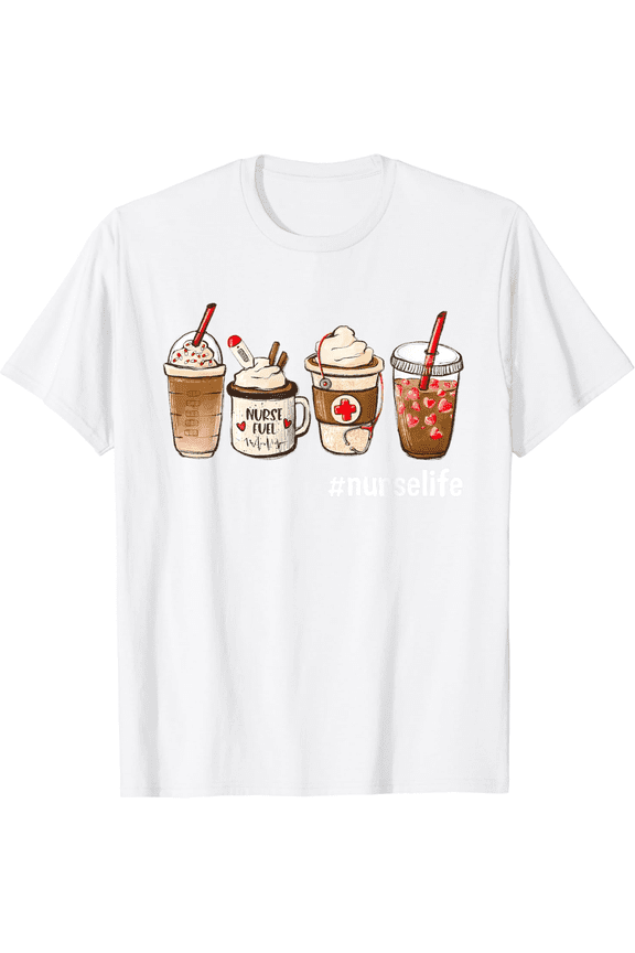 Funny Coffee Nurses Fuel Registered Nurse Medical Womens T-Shirt