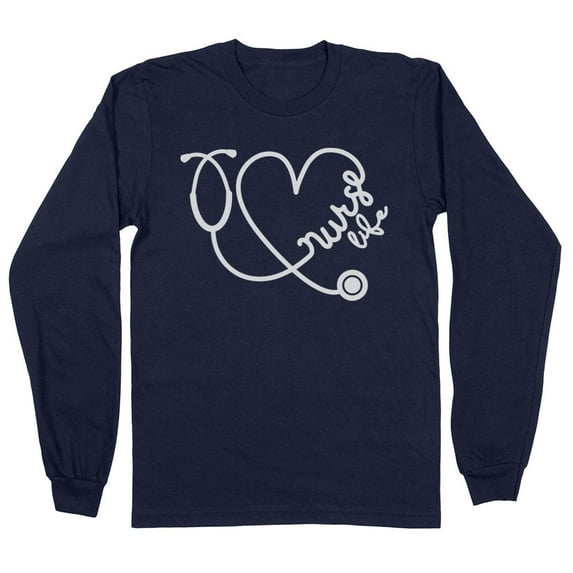 Nurse Life Heart Long Sleeve Shirt Unisex 2X-Large Navy