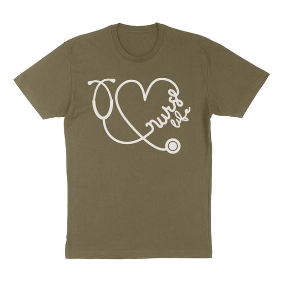 Nurse Life Heart Shirt Unisex X-Large Military Green