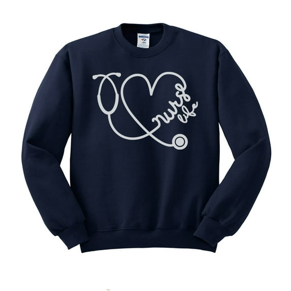Nurse Life Heart Sweatshirt Unisex Medium Navy