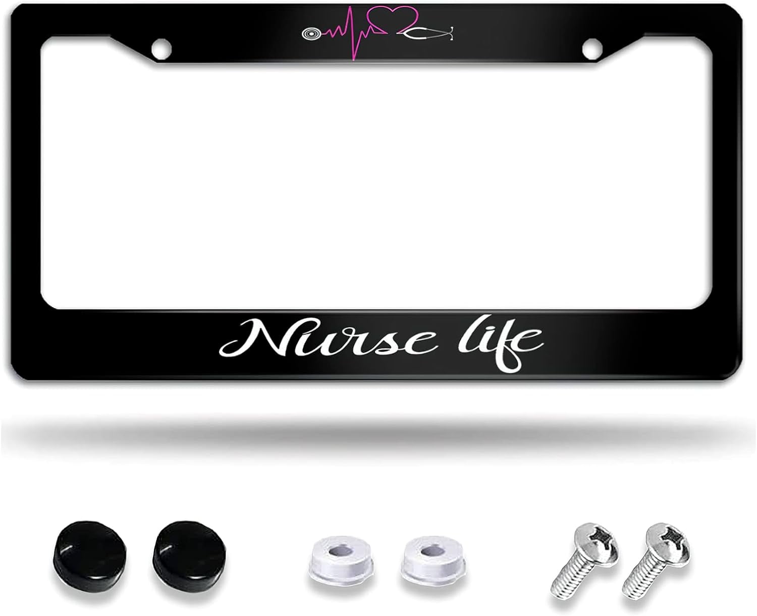 Nurse Life License Plate Frame,Metal Aluminum Car Cover Tag Holder