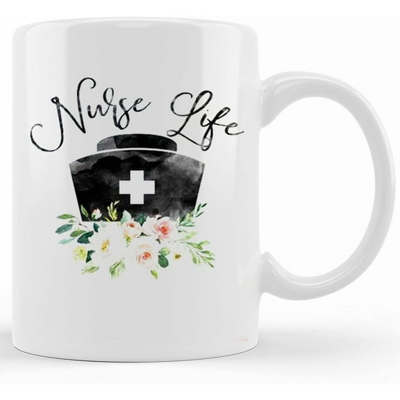 Nurse Life Mug, Nurse Mug, Nurse Appreciation, Rn Mug, Bsn Mug, Nursing School Graduation Gift, Nurse Gift, Floral Mug, Nurse Mugs, Ceramic Novelty Coffee Mug, Tea Cup, Gift Present For