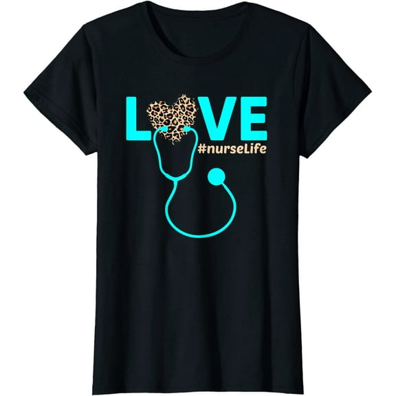 Nurse Life RN LPN Healthcare Leopard Nurse Week T-Shirt Women Tops