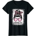 thumbnail image 1 of Nurse Life Shirts Pink Leopard Messy Bun Nurse Life T-Shirt Tops, 1 of 3