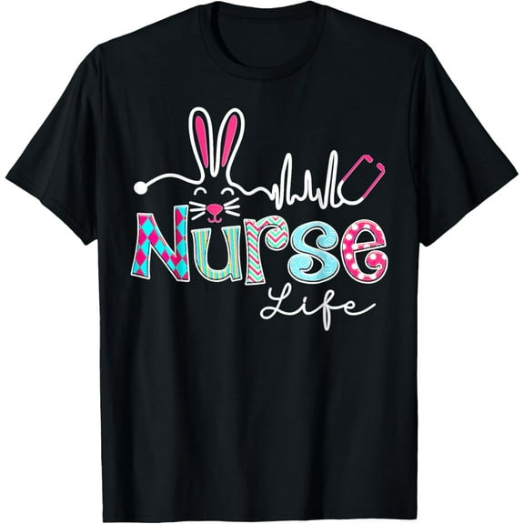 Nurse Life Stethoscope Nursing Bunny Easter Day T-Shirt100% pure cotton