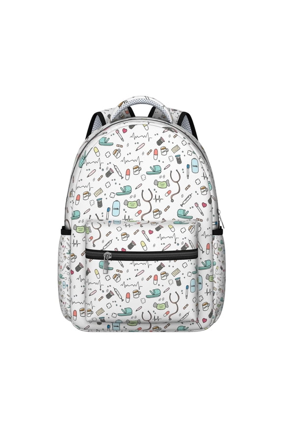 Nurse Life Students Backpack Saving Lives Every Day School Bag with Cute Nurse Design, Durable and Adjustable for Nursing Students and Students