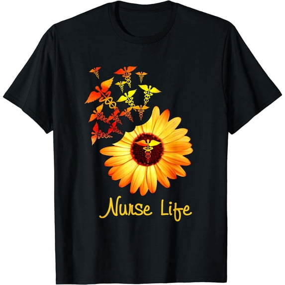 Nurse Life Sunflower Tshirt Cute Nurse Gifts Black X-Large