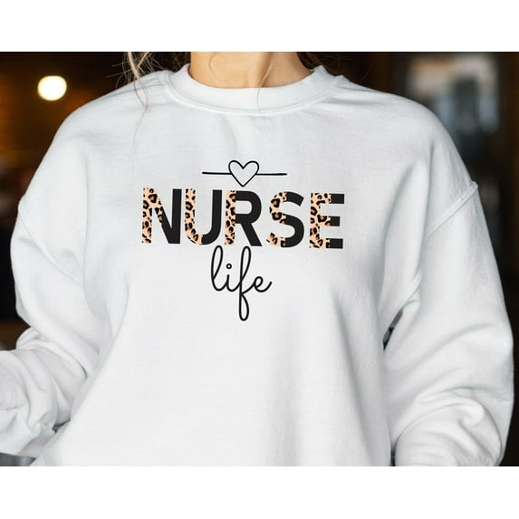 Nurse Life Sweatshirt, Registered Nurse Sweatshirt, RN Hoodie, Leopard Print Nurse, CNA Sweater, Nursing Sweatshirt, Nursing School Sweater