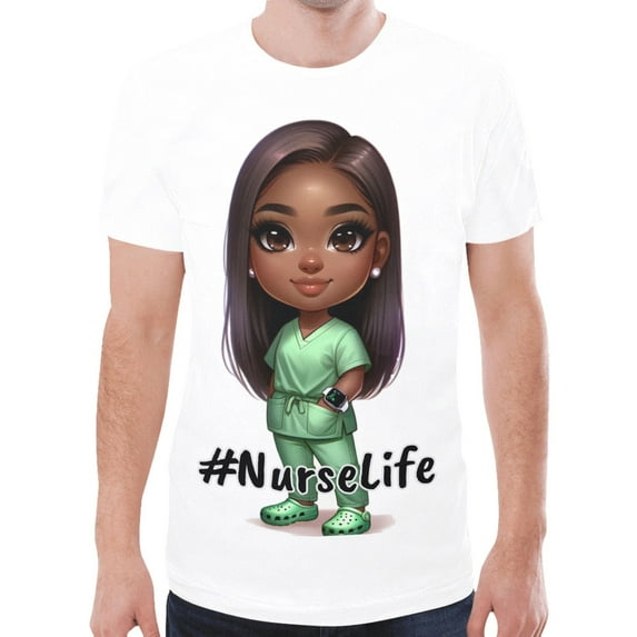 Nurse Life Unisex T-shirt (Size:M; Style:Nurselife_White New All Over Print T-shirt;)