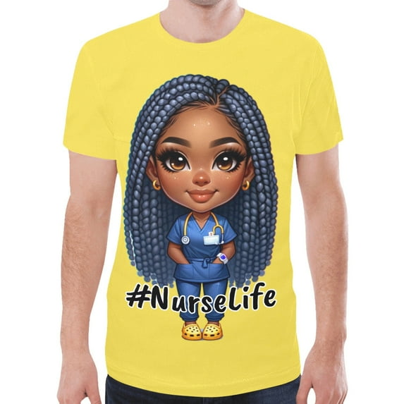 Nurse Life Unisex T-shirt (Size:XS; Style:Nurselife_Yellow New All Over Print T-shirt;)