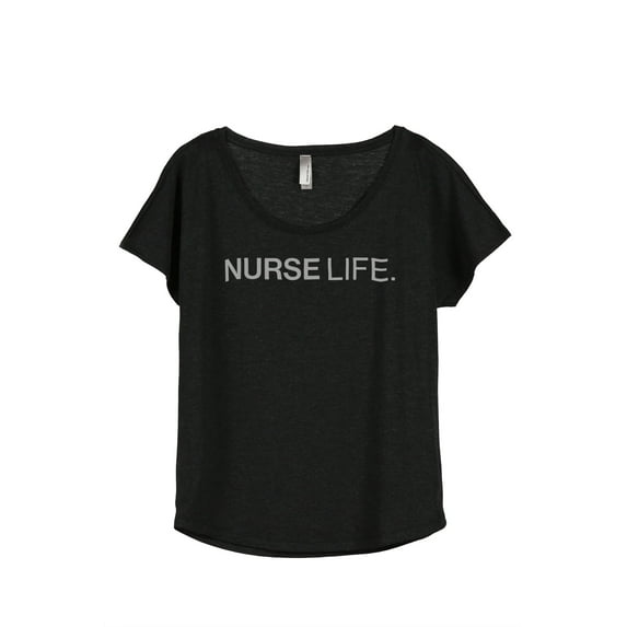 Nurse Life Women's Fashion Slouchy Dolman T-Shirt Tee Heather Black Large