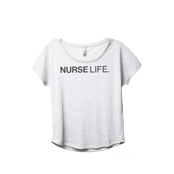 Nurse Life Women's Fashion Slouchy Dolman T-Shirt Tee Heather White 2X-Large