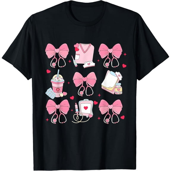 Nurse Love Day Coquette Bow Love Nurse RN PCT CNA T-Shirt