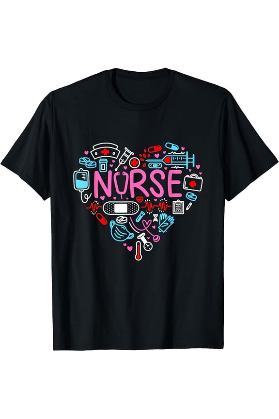 Nurse Love Nursing Student RN Life Thank You Gifts for Women T-Shirt Black 3X-Large