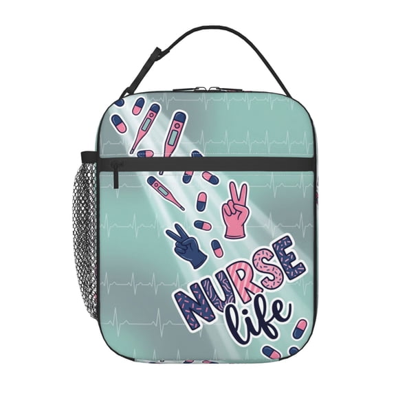 Nurse Lunch Bag For Women, Nurse Theme Lunch Bag For Women, Insulated Lunch Box Tote Bag Reusable Cooler Lunch Box For Nurse Gifts For Office Work Picnic Travel Camping