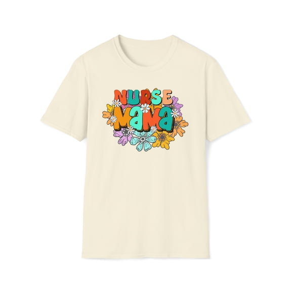 Nurse Mama, Gildan Unisex Softstyle Shirt, Retro Floral Graphic Tee, S-3XL