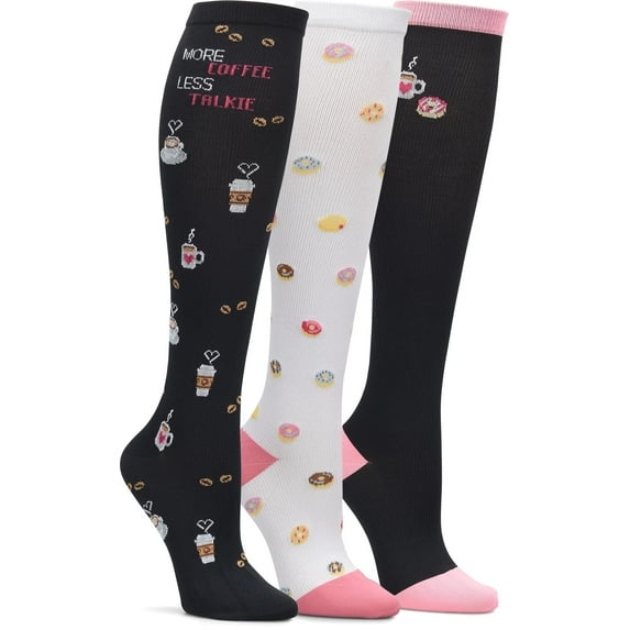 Nurse Mates Compression Socks 3/Pack Color: Coffee Donuts, Size: OS