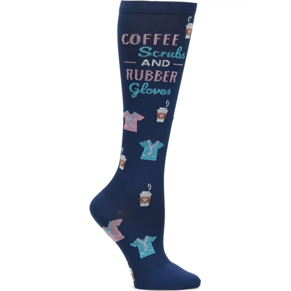Nurse Mates Women's Calf Socks | 12-14 mmHg Compression | Coffee Scrubs & Gloves