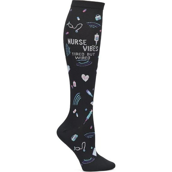 Nurse Mates Compression Socks 12-14 mmHg - Regular Calf Up to 17 Inch Color: Nurse Vibes, Size: One Size