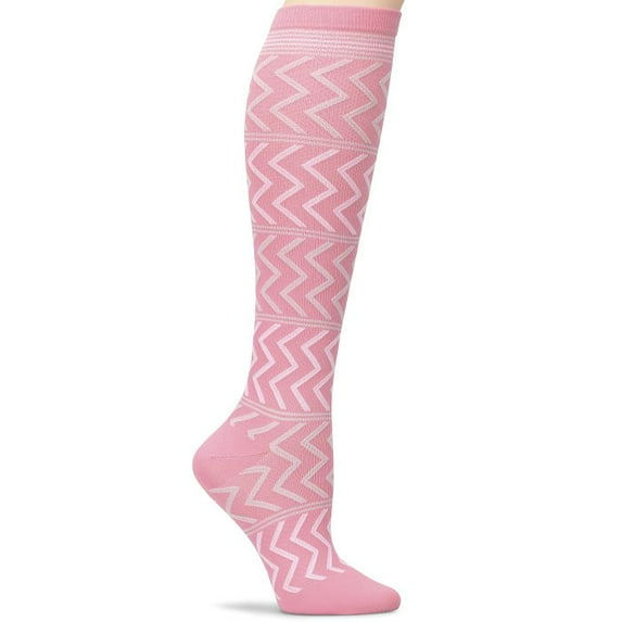 Nurse Mates Graduated Compression Socks 12-14 mmHg Regular Calf Up to 17" — Mild Support for Nurses & Healthcare Workers Color: Pink Chevy, Size: OS