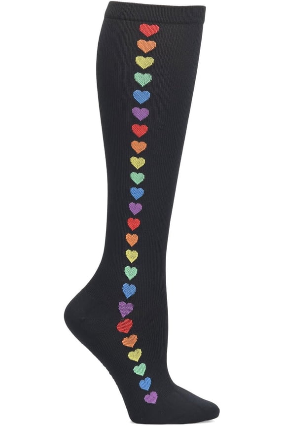 Women's Calf Socks | 12-14 mmHg Compression | Rainbow Hearts