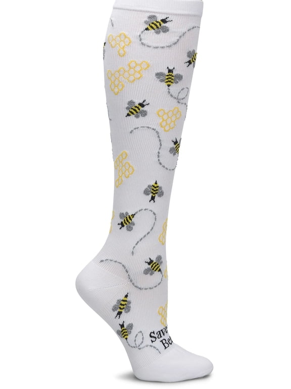Graduated Compression Socks 12-14 mmHg Regular Calf Up to 17" Mild Support for Nurses & Healthcare Workers Color: Save The Bees, Size: OS