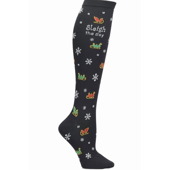Nurse Mates Compression Socks 12-14 mmHg - Regular Calf Up to 17 Inch Color: Sleigh The Day, Size: One Size