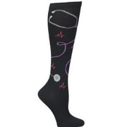 Nurse Mates Compression Socks Regular Calf Up To 17" Color: Stethoscope, Size: OS