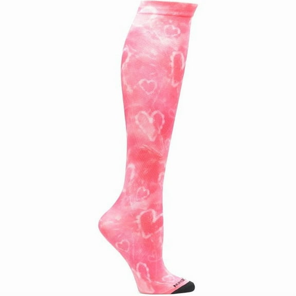Nurse Mates Women's 360 Socks | Compression Support | 1 Pair | Pink Tie Dye Hearts