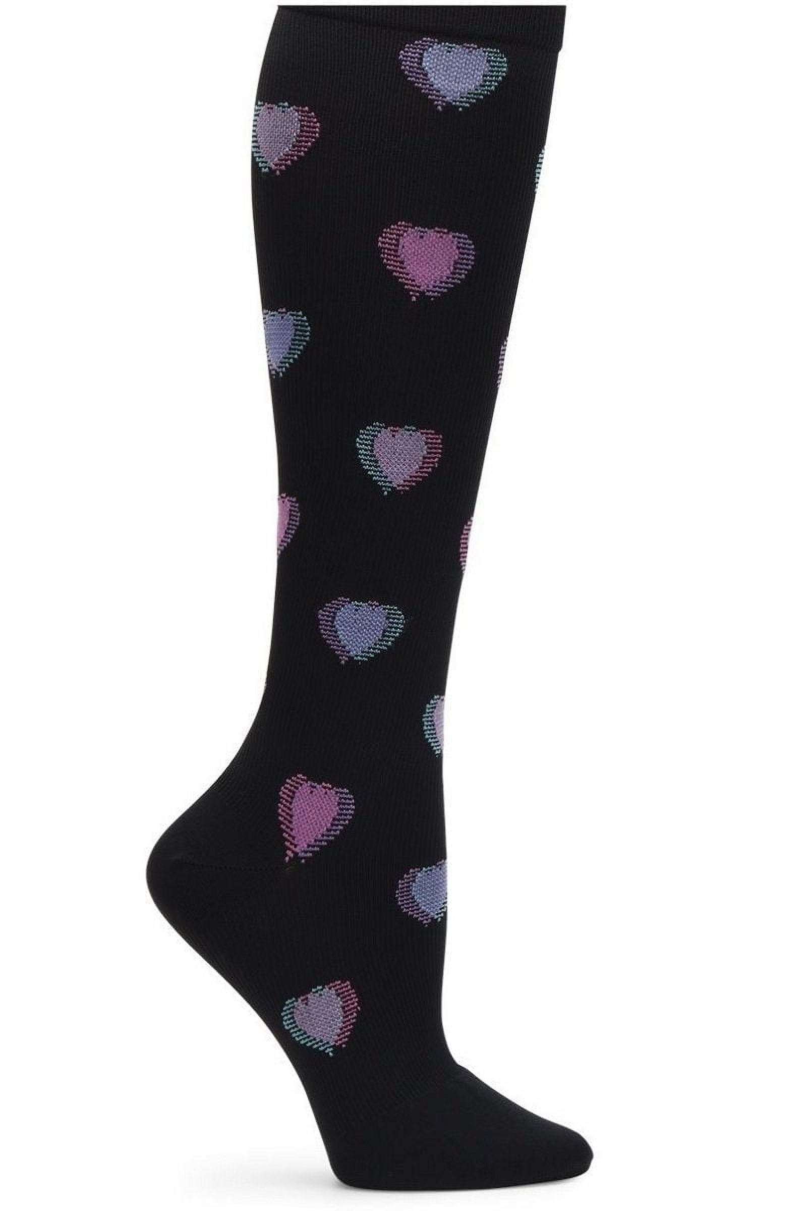 Nurse Mates Compression Socks Wide Calf Up To 22" Color Heart Fusion