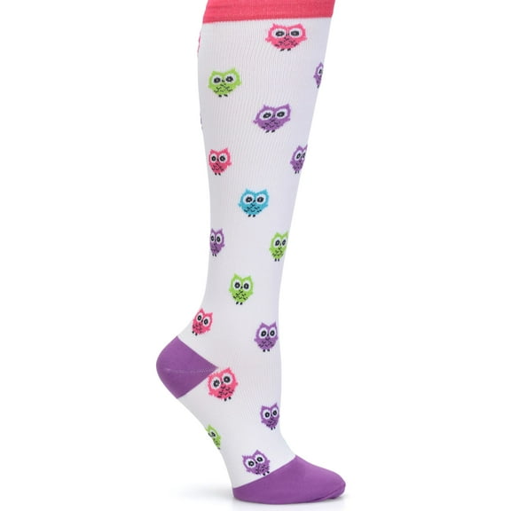 Nurse Mates Compression Socks Wide Calf Up To 22" Color: Owls, Size: 9-11 Wide