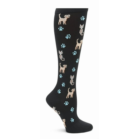 Nurse Mates Compression Socks Wide Calf Up To 22" Color: Pets N Paws, Size: 9-11 Wide