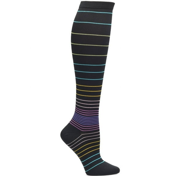 Nurse Mates Compression Socks Wide Calf Up To 22" Color: Thin Ombre Stripe, Size: 9-11 Wide