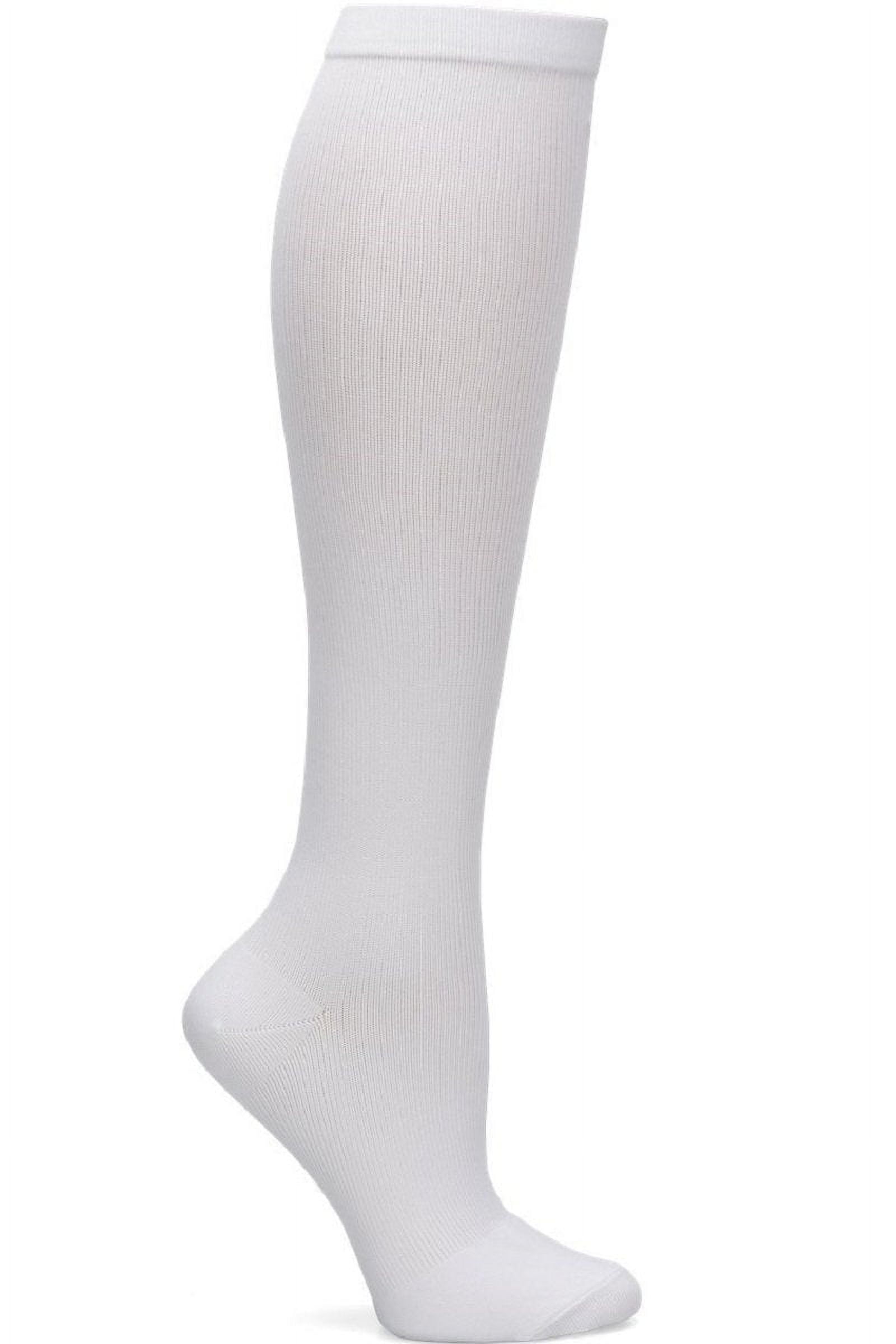 Nurse Mates Compression Socks Wide Calf Up To 22" Color White, Size 9