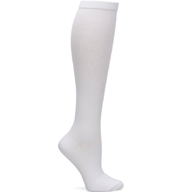 Nurse Mates Compression Socks Wide Calf Up To 22" Color White, Size 9